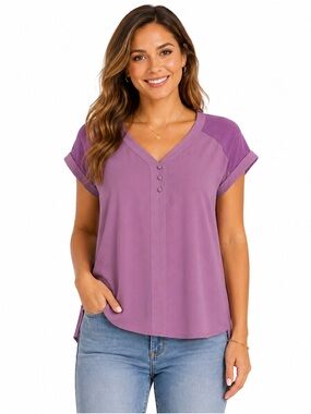 Fortune + Ivy Women’s Medium NWT Purple V-Neck Blouse